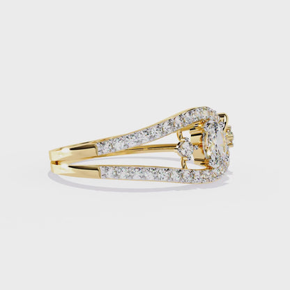 Ribbon Wrap – Oval Diamond Split Band Ring in 14K Gold