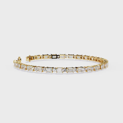 Emerald Array – Diamond Tennis Bracelet with 4x3mm Cuts in 14K Gold