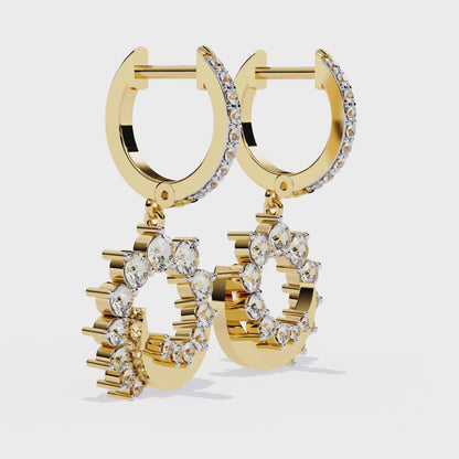 Celeste Orbit – Diamond Crescent Hoop Earrings in 14K Gold