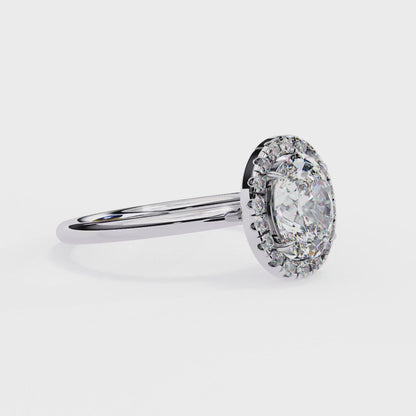 Oval Silhouette – Lab Diamond Ring with Framed Shank in 14K Gold