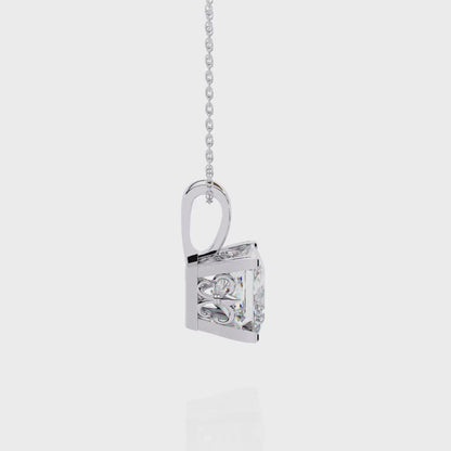 Crown Prism – Princess Cut Lab Diamond Solitaire Chain Pendant