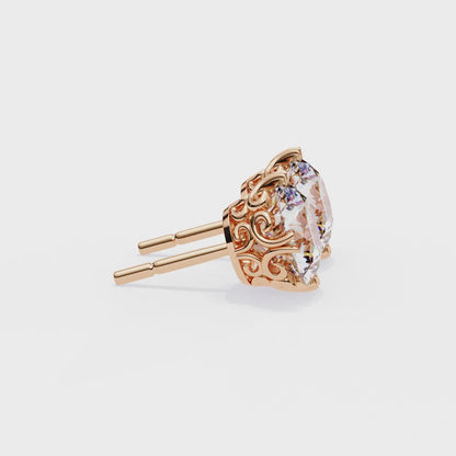 Aurora Frost – Round Diamond Halo Stud Earrings