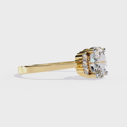 Halo Bloom – Petite Oval Lab Diamond Ring in 14K Gold