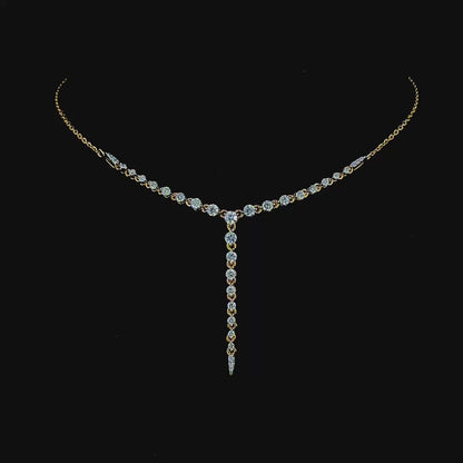 Tapered V Lab Diamond Necklace in 14K Yellow Gold