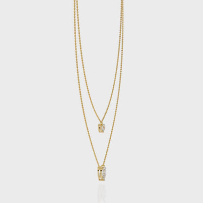Duo Dewdrop – Double Pear Lab Diamond Necklace in 14K Gold