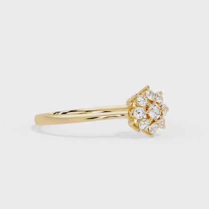 Celeste Bloom – Diamond Floral Cluster Ring in 14K Gold