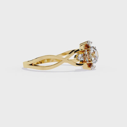 Intertwined Grace – Diamond Marquise & Round Ring in 14K Gold