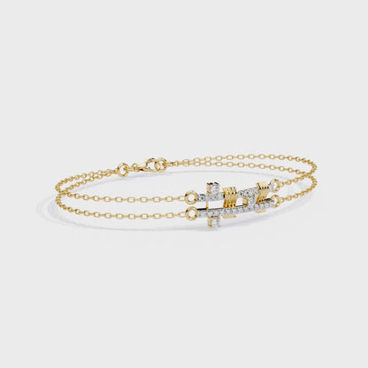 Geo-Bar – Lab Diamond Twin-Row Gold Bracelet Connector