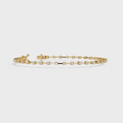 Baguette Link – Diamond Line Bracelet in 14K Gold
