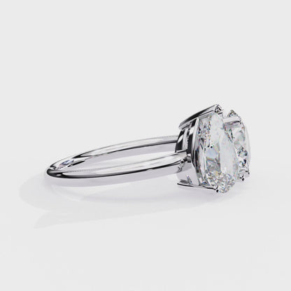 Toi Moi Pear – Dual Pear & Round Diamond Open Ring in 14K Gold