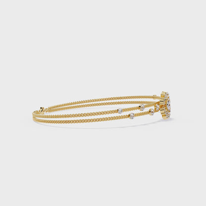 Celestial Bloom – Floral Accent Lab Diamond Bracelet in 14K Gold