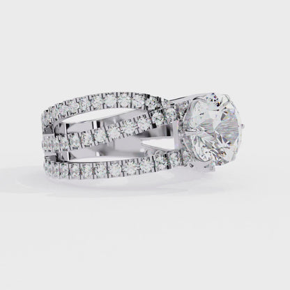 Round Whisper – Lab Diamond Pavé Band with Satin Gold in 14K