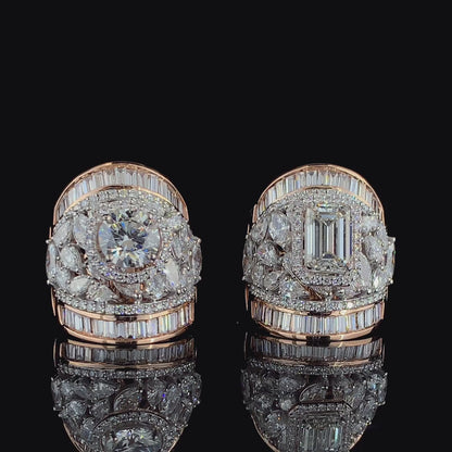 Grand Artisan Rose Gold Cocktail Ring with Bold Centerpieces
