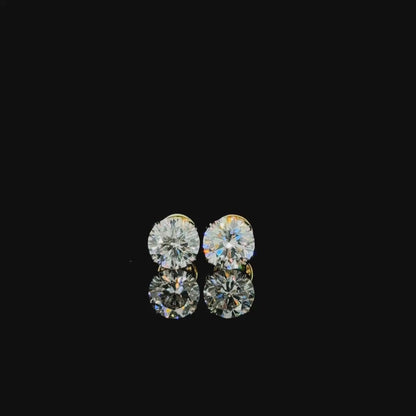 Luxe Solitaire – Round Lab Diamond Stud Earrings in 14K Yellow Gold
