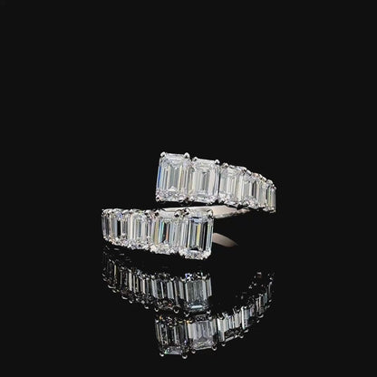 Vesta Array – Emerald Cut Lab Diamond Statement Ring in 14K White Gold