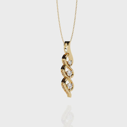 Eternal Twist – 3-Stone Lab Diamond Pendant in 14K Gold