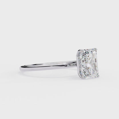 Radiant Lab Diamond Ring with Sculpted Shank in 14K Gold