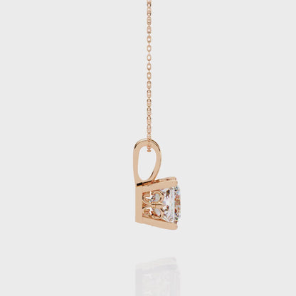 Crown Prism – Princess Cut Lab Diamond Solitaire Chain Pendant