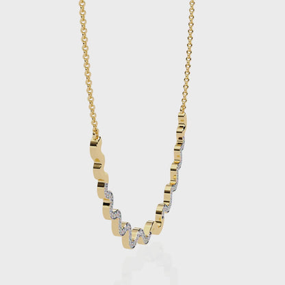 WaveLine Silhouette – Diamond Pavé Ripple Necklace in 14K Gold