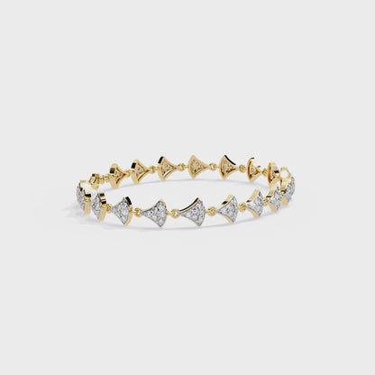 Crown Crest – Lab Diamond Chevron Bracelet in 14K Gold