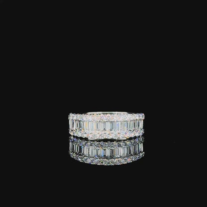 Chroma Step – Baguette & Round Lab Diamond Band in 14K White Gold