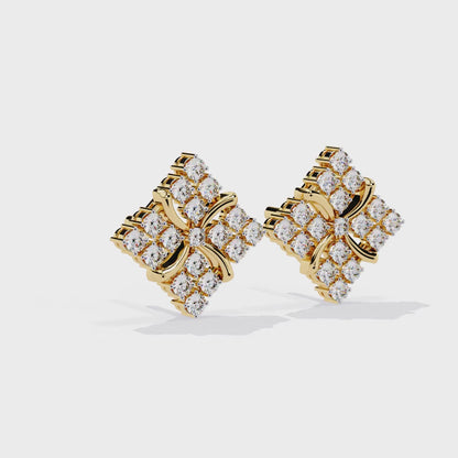 Florence Bloom – Cluster Diamond Stud Earrings in 14K Gold