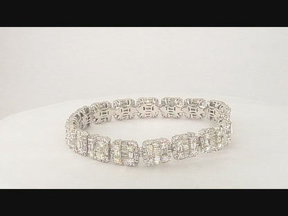 14K White Gold Baguette and Round Diamond Tennis Bracelet for Men & Women 14CT