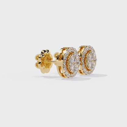 Lumière Crest – Princess & Marquise Lab Diamond Halo Studs in 14K Gold