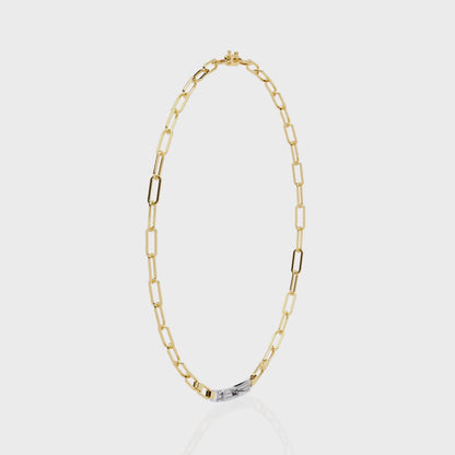 Linear Shine – Pavé Bar Link Chain Necklace in 14K Gold