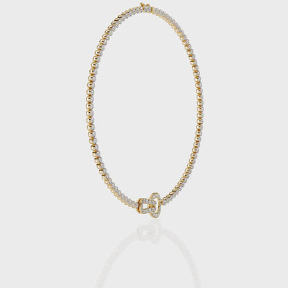Unity Lock – Diamond Bezel Tennis Necklace in 14K Gold