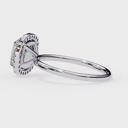 Cushion Lab Diamond Ring with Overlapping Shank in 14K Gold