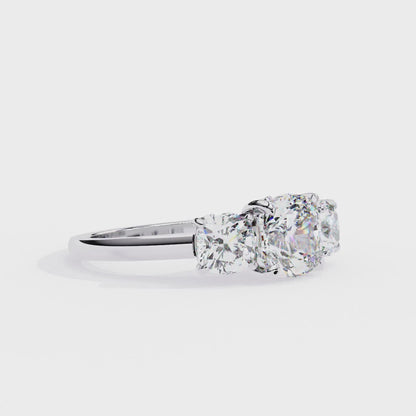 Trinity Regal – Cushion Trio Diamond Ring in 14K Gold