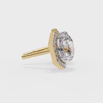 Aurora Cascade – Round Lab Diamond Curved Earrings