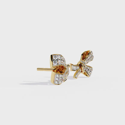 Petite Ribbons – Micro Pavé Lab Diamond Bow Studs in 14K Gold