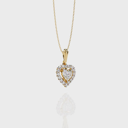 Amour Radiant – Heart Halo Lab Diamond Pendant in 14K Gold