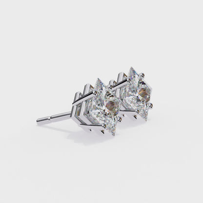 Regal Square – Princess Cut Lab Diamond Stud Earrings