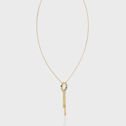 Orbit Tassel – Geometric Circle Drop Pendant in 14K Gold