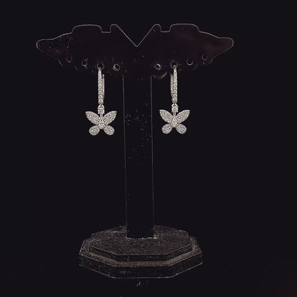 Papillon Drop – Diamond Butterfly Dangle Earrings in 14K Gold