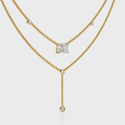 Cascade Point – Emerald Lab Diamond Y Drop Necklace in 14K Gold