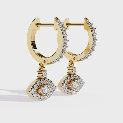 Marquise Drop – Lab Diamond Evil Eye-Inspired Dangle Earrings in 14K Gold