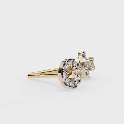 Halo Dash – Round Diamond Bar Drop Earrings