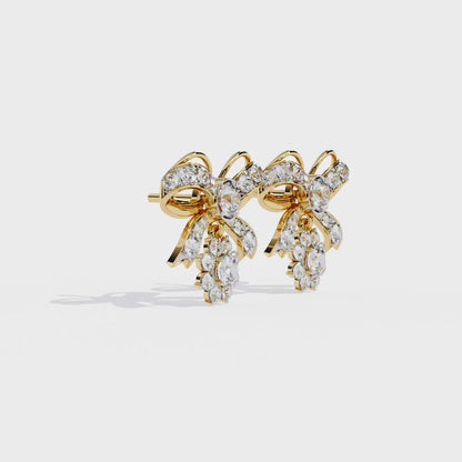 Belle Bow – Lab Diamond Ribbon Motif Earrings in 14K Gold