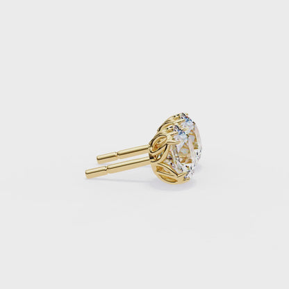 Solstice Glint – Round Diamond Classic Halo Studs
