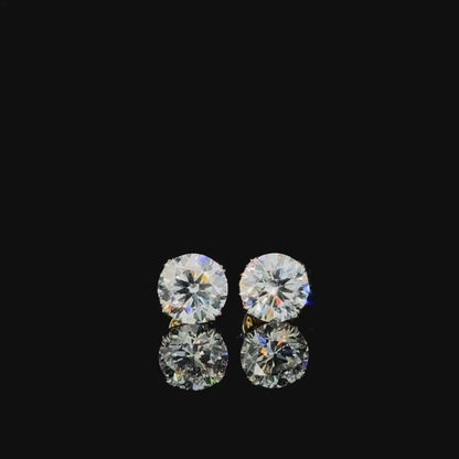 Luxe Solitaire – Round Lab Diamond Stud Earrings in 14K Yellow Gold