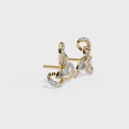 Trinity Bloom – Pear-Cut Diamond Petal Earrings in 14K Gold