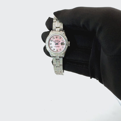 Rolex Datejust Ladies Diamond Watch 12.25ct Pink Face