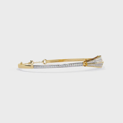 Spearline Pavé – Tapered Triangle Diamond Bangle in 14K Gold