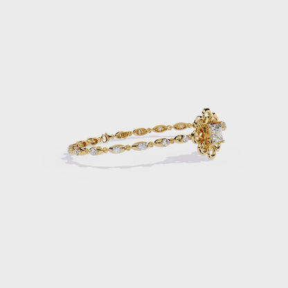 Royal Bloom – Princess Cut Centerpiece Diamond Bracelet in 14K Gold