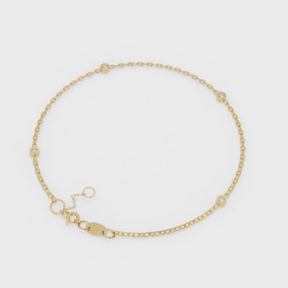 Gold Diamond Station Chain Bracelet