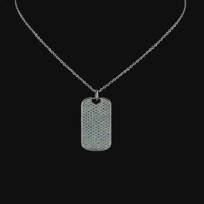 Diamond Tag – Round Diamond Pendant in 14K White Gold